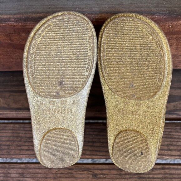 Mini Melissa + Campana Gold Glitter Zig Zag Mary Jane Shoes Toddler Girls Size 9 - Picture 11 of 12